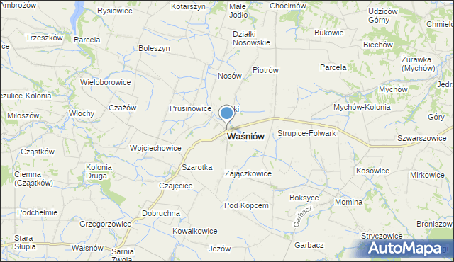 mapa Waśniów, Waśniów na mapie Targeo