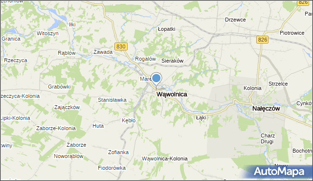 mapa Wąwolnica, Wąwolnica powiat puławski na mapie Targeo