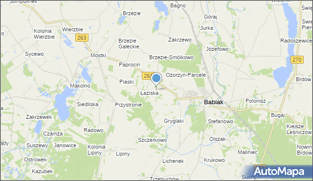 mapa Wawrzyny, Wawrzyny gmina Babiak na mapie Targeo