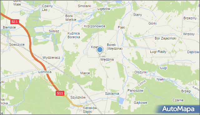 mapa Wędzina, Wędzina na mapie Targeo