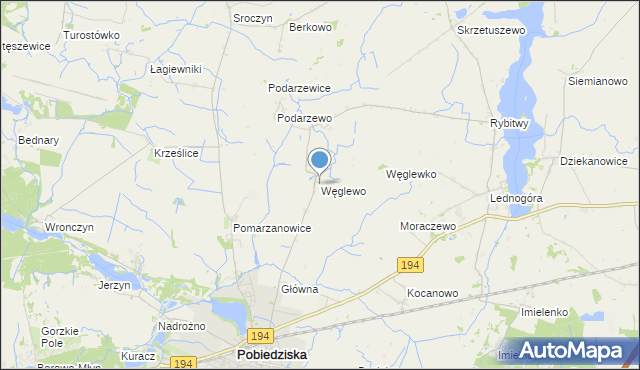 mapa Węglewo, Węglewo gmina Pobiedziska na mapie Targeo