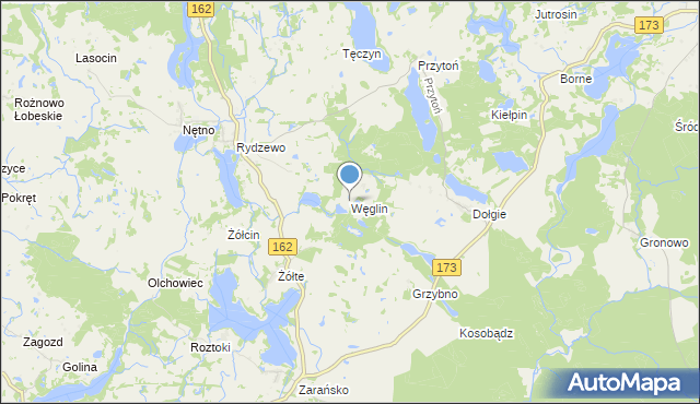 mapa Węglin, Węglin gmina Ostrowice na mapie Targeo