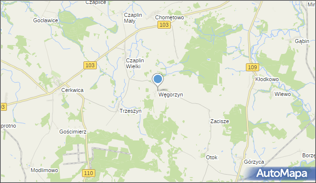 mapa Węgorzyn, Węgorzyn gmina Karnice na mapie Targeo