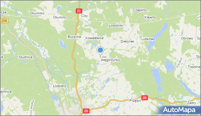 mapa Węgorzynko, Węgorzynko na mapie Targeo