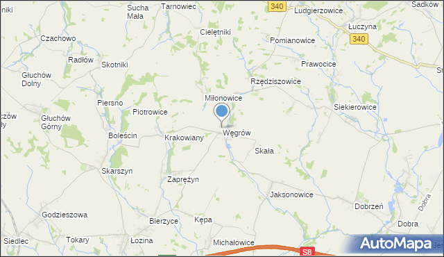 mapa Węgrów, Węgrów gmina Długołęka na mapie Targeo