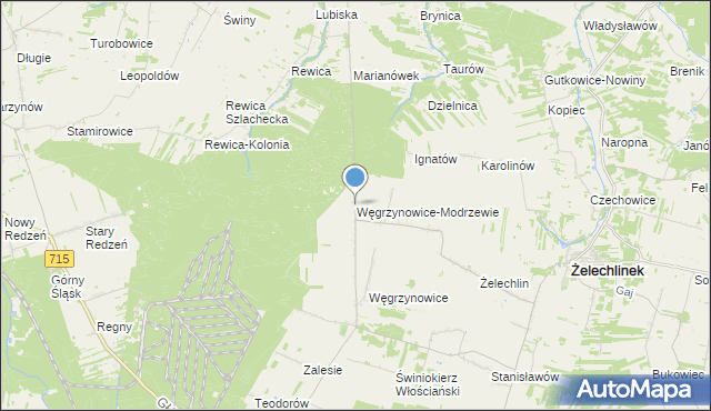 mapa Węgrzynowice-Modrzewie, Węgrzynowice-Modrzewie na mapie Targeo