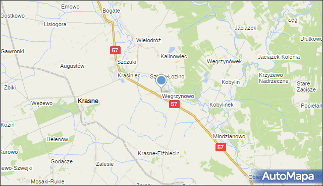 mapa Węgrzynowo, Węgrzynowo gmina Płoniawy-Bramura na mapie Targeo