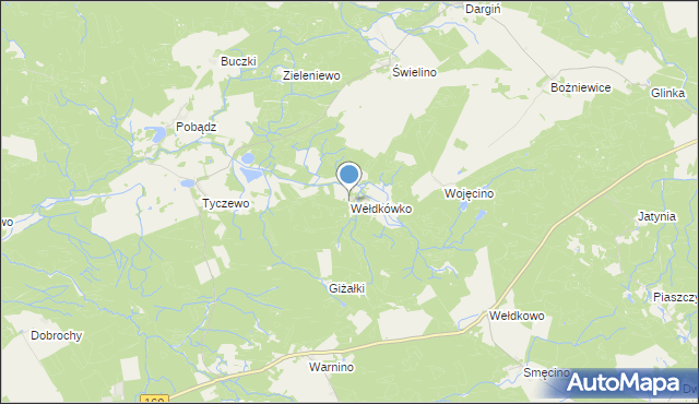 mapa Wełdkówko, Wełdkówko na mapie Targeo