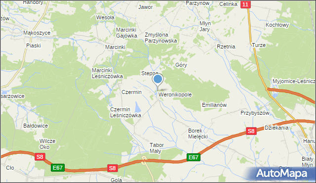 mapa Weronikopole, Weronikopole na mapie Targeo