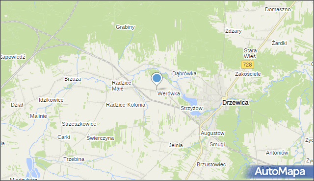 mapa Werówka, Werówka na mapie Targeo