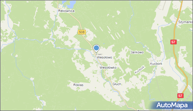 mapa Wesołowo, Wesołowo gmina Wielbark na mapie Targeo