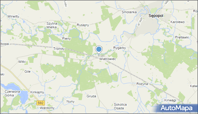 mapa Wiatrowiec, Wiatrowiec gmina Sępopol na mapie Targeo