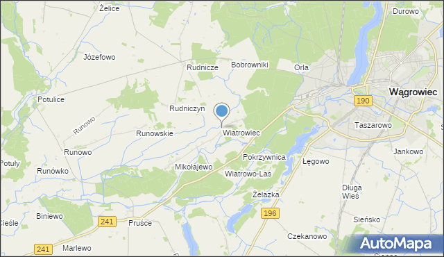 mapa Wiatrowiec, Wiatrowiec gmina Wągrowiec na mapie Targeo