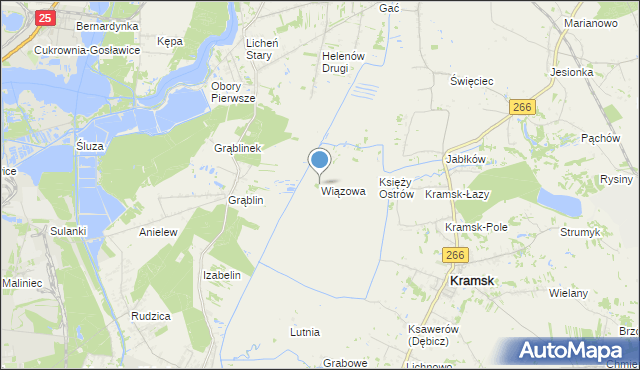 mapa Wiązowa, Wiązowa gmina Kramsk na mapie Targeo