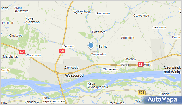 mapa Wiązówka, Wiązówka gmina Wyszogród na mapie Targeo