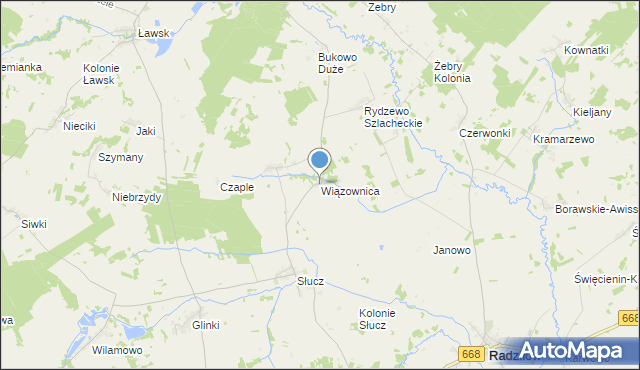 mapa Wiązownica, Wiązownica gmina Radziłów na mapie Targeo