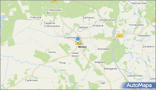 mapa Wicko, Wicko powiat lęborski na mapie Targeo