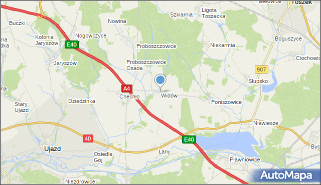 mapa Widów, Widów gmina Rudziniec na mapie Targeo