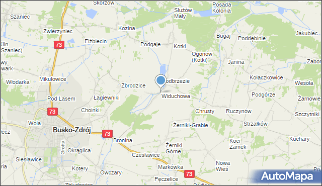 mapa Widuchowa, Widuchowa gmina Busko-Zdrój na mapie Targeo