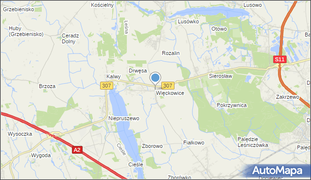 mapa Więckowice, Więckowice gmina Dopiewo na mapie Targeo