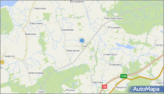 mapa Wiekowo, Wiekowo gmina Darłowo na mapie Targeo