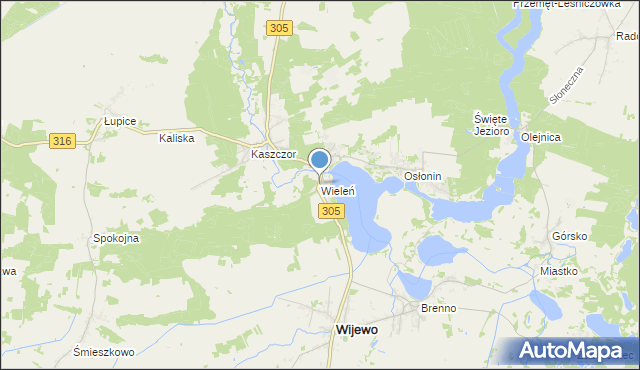 mapa Wieleń, Wieleń gmina Przemęt na mapie Targeo