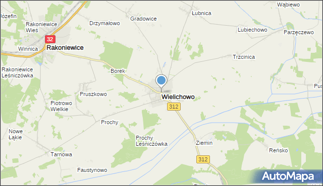 mapa Wielichowo, Wielichowo powiat grodziski na mapie Targeo