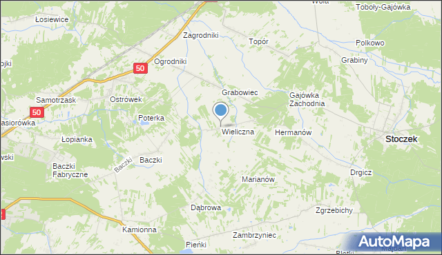 mapa Wieliczna, Wieliczna gmina Stoczek na mapie Targeo