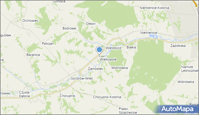 mapa Wielkopole, Wielkopole gmina Gorzków na mapie Targeo