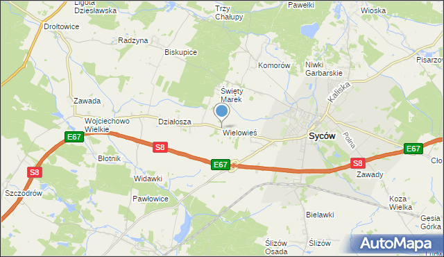 mapa Wielowieś, Wielowieś gmina Syców na mapie Targeo