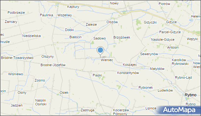 mapa Wieniec, Wieniec gmina Iłów na mapie Targeo