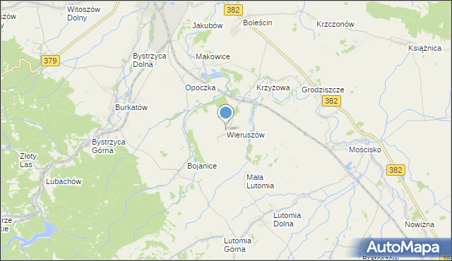 mapa Wieruszów, Wieruszów gmina Świdnica na mapie Targeo