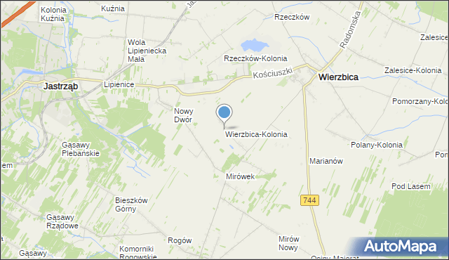 mapa Wierzbica-Kolonia, Wierzbica-Kolonia gmina Wierzbica na mapie Targeo