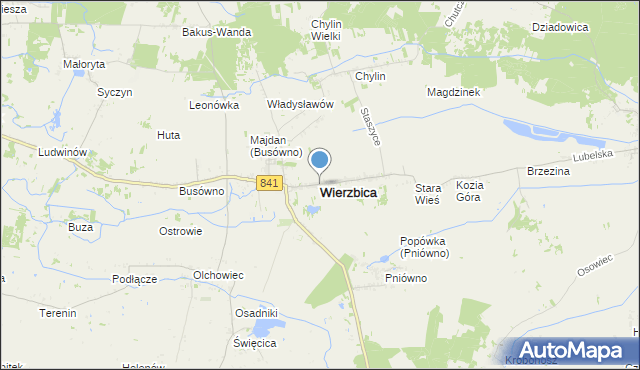 mapa Wierzbica, Wierzbica powiat chełmski na mapie Targeo