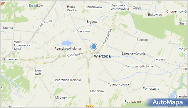 mapa Wierzbica, Wierzbica powiat radomski na mapie Targeo