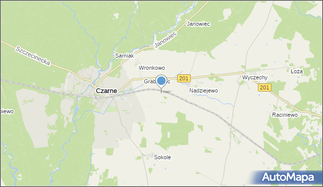 mapa Wierzbnik, Wierzbnik gmina Czarne na mapie Targeo