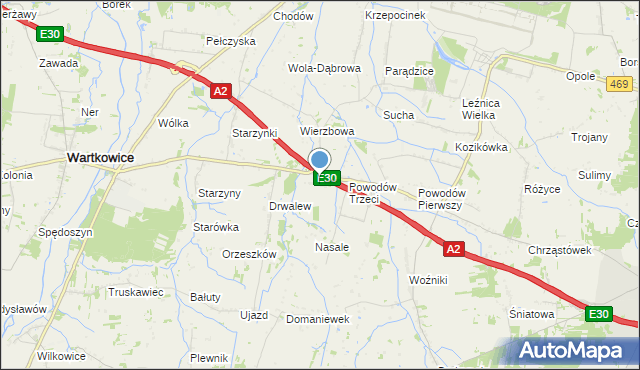 mapa Wierzbówka, Wierzbówka gmina Wartkowice na mapie Targeo