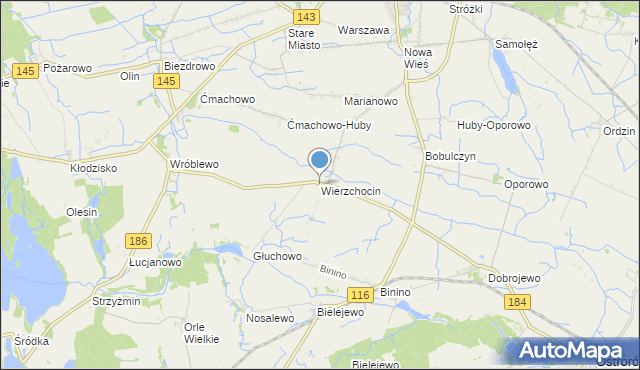 mapa Wierzchocin, Wierzchocin na mapie Targeo