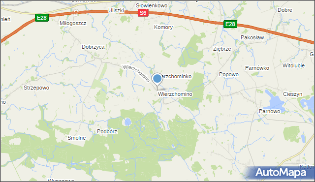 mapa Wierzchomino, Wierzchomino na mapie Targeo