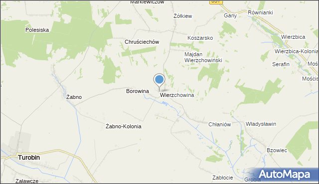 mapa Wierzchowina, Wierzchowina gmina Żółkiewka na mapie Targeo