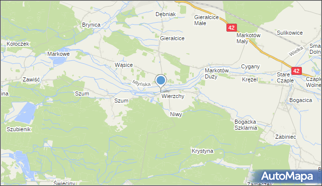 mapa Wierzchy, Wierzchy gmina Wołczyn na mapie Targeo