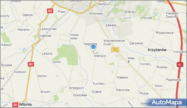 mapa Wierzyki, Wierzyki na mapie Targeo