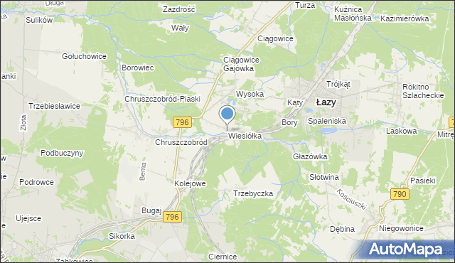 mapa Wiesiółka, Wiesiółka gmina Łazy na mapie Targeo