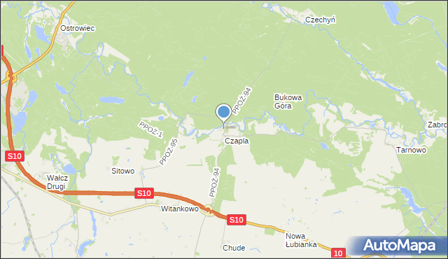mapa Wiesiółka, Wiesiółka gmina Wałcz na mapie Targeo