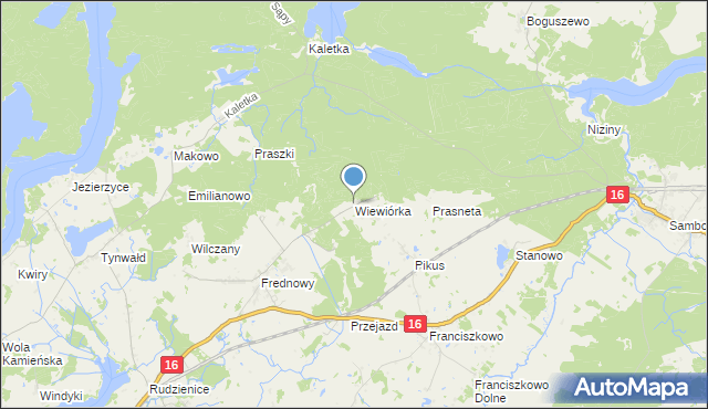 mapa Wiewiórka, Wiewiórka gmina Iława na mapie Targeo