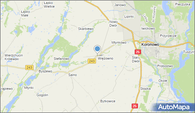 mapa Więzowno, Więzowno na mapie Targeo