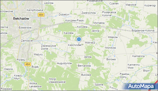 mapa Wiktorów, Wiktorów gmina Bełchatów na mapie Targeo