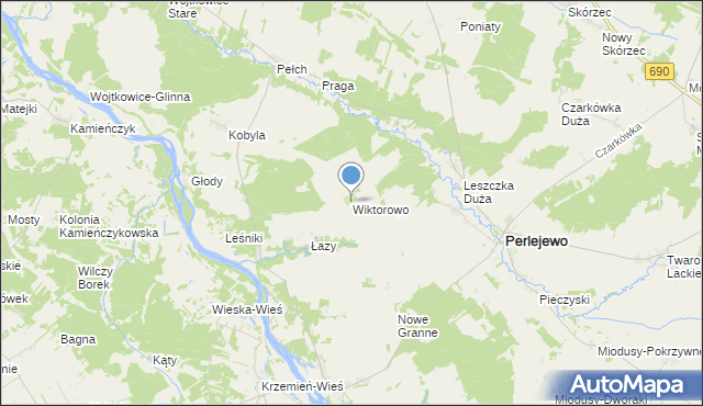 mapa Wiktorowo, Wiktorowo gmina Perlejewo na mapie Targeo