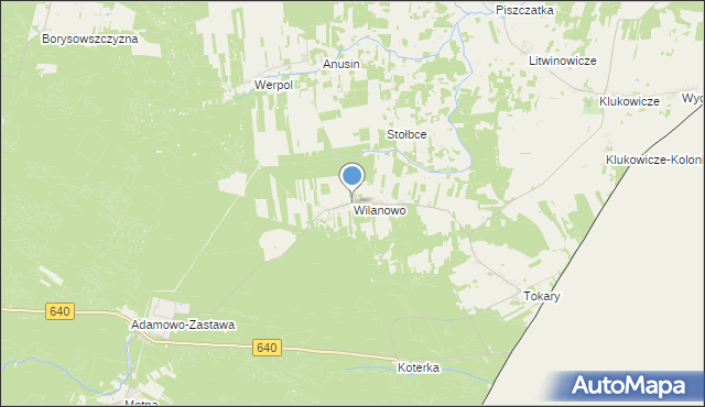 mapa Wilanowo, Wilanowo gmina Mielnik na mapie Targeo