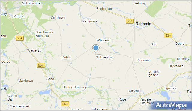 mapa Wilczewko, Wilczewko na mapie Targeo